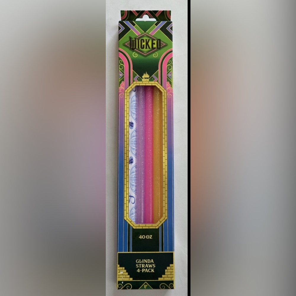 NEW Wicked CharCharms Glinda Straws 4-pack Stanley Tumblers 40oz Water Bottles